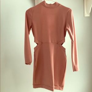 Rose colored, long sleeve, cocktail dress